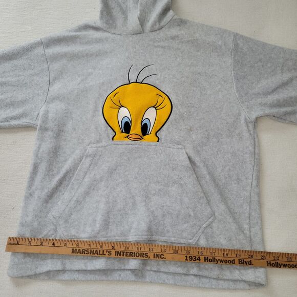 Vtg Looney Tunes Sweatshirt Sz M Womens Tweety Bird Hoodie 90s Retro Y2K Cartoon - Picture 11 of 16